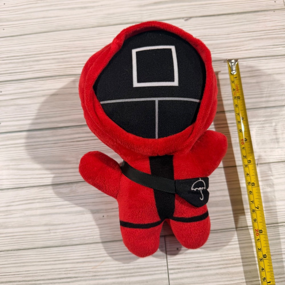 Squid Game Guard Plush Toy Red Square Mask Manager 8 Inch Soft Stuffed Figure - Picture 2 of 5